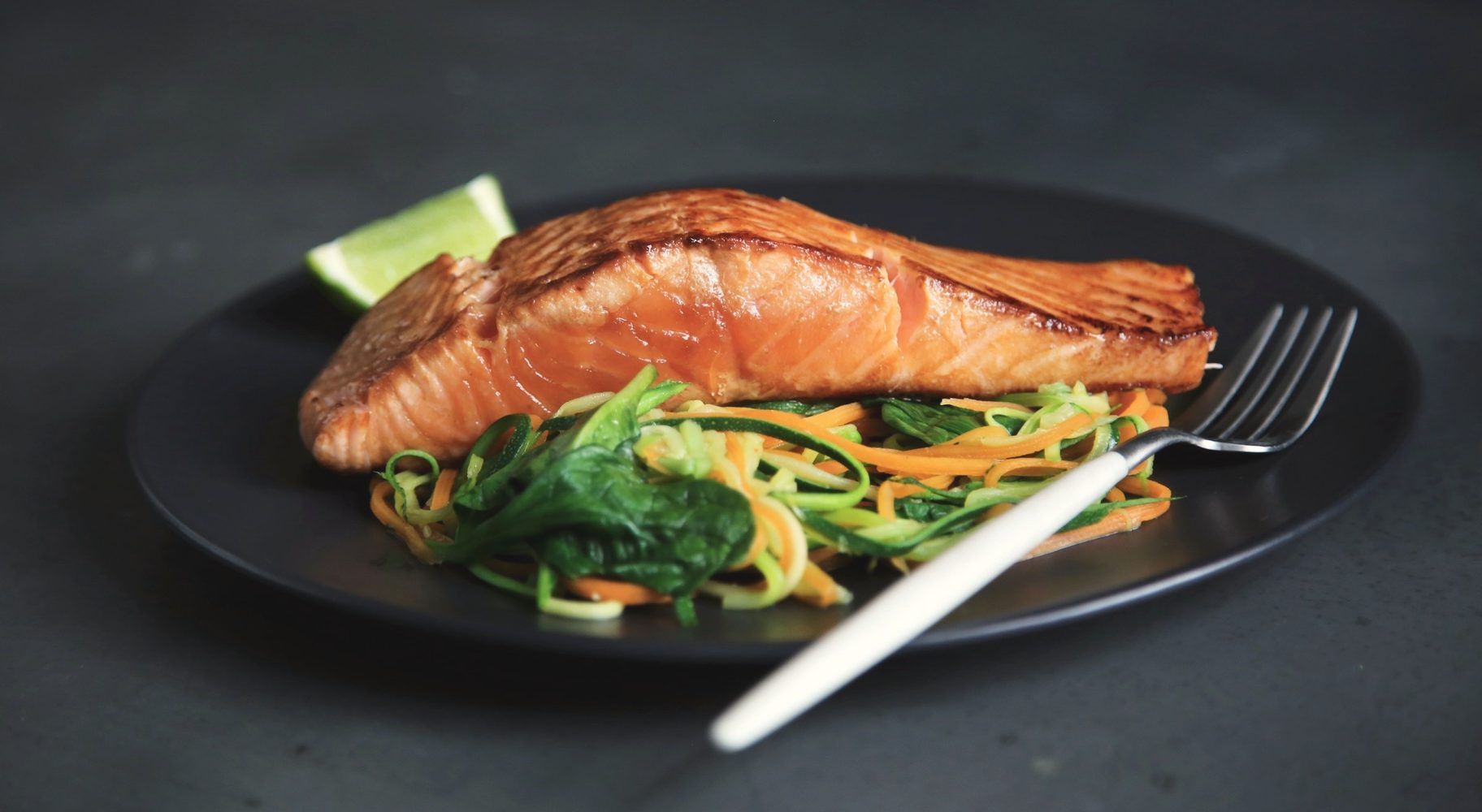 Pan-seared Scottish salmon, bone broth, gently cooked