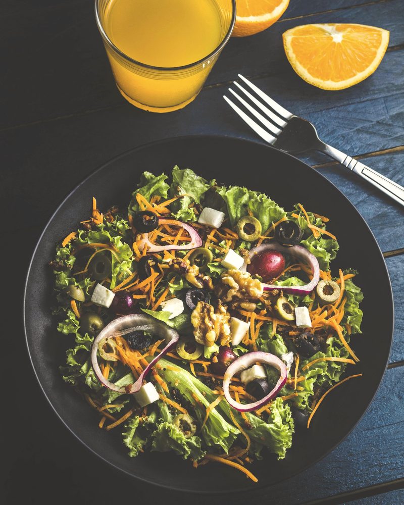 A fresh green salad of leafy vegetables